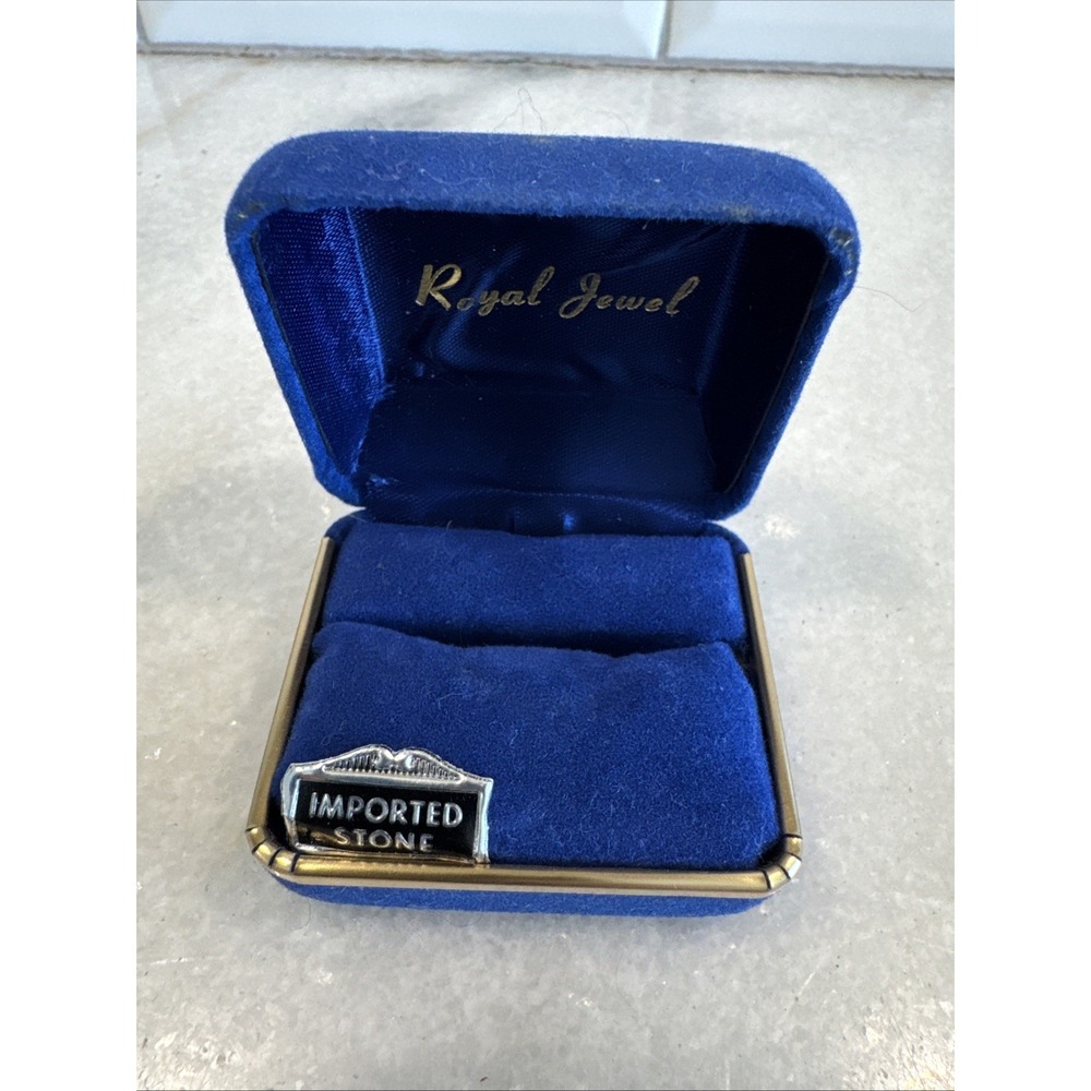 Vintage Blue Velvet Royal Jewel Jewelry Display Box